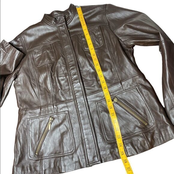 CHICOS Leather Davita Bomber Motorcycle Jacket - Picture 11 of 12